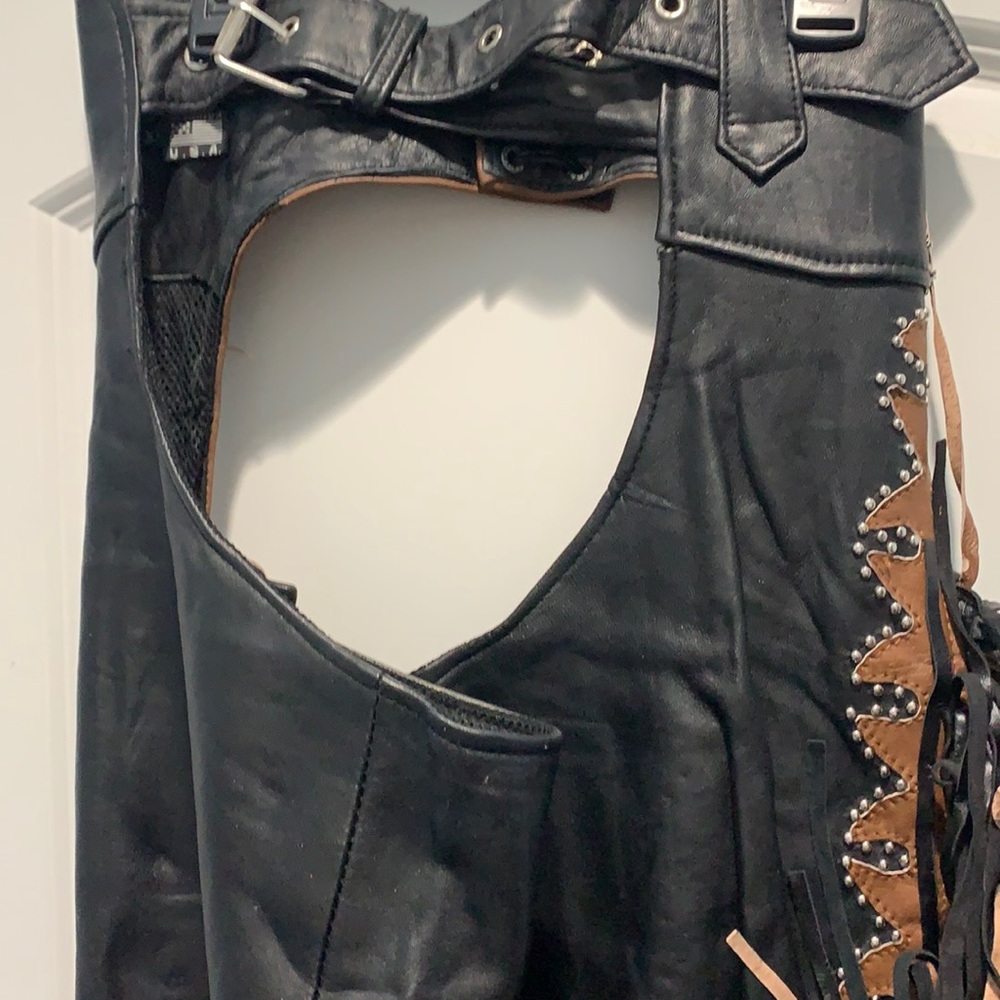 Chaps Brown and black, fringed side, genuine leather